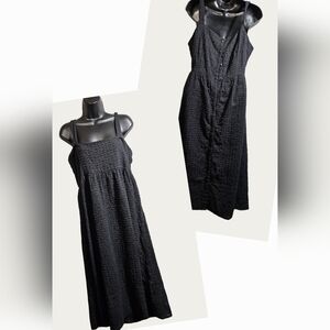 J. Crew Eyelet Button Back Black Maxi Dress 14 XL